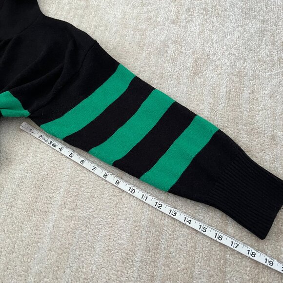 Elan Rugby Stripe V Neck Polo Pullover Sweater L Black Green - Picture 7 of 10